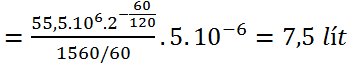 .

Đổi 1,5.10-3Ci = 1,5.10-3.3,7.1010 = 55,5.106 Bq,  5mm3 = 5.10-6lít

Áp dụng công thức: 