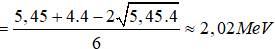 .

Phương trình phản ứng hạt nhân: 

Áp dụng định luật bảo toàn động  lượng:  

Áp dụng định lí hàm số cos trong tam giác ta có