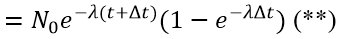 :

Giả sử tại thời điểm t số hạt nhân nguyên tử của chất phóng xạ: 

Tại thời điểm 

 (*)

Tại thời điểm 

Từ (*) và (**) ta suy ra: 
