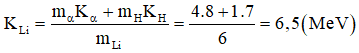 • Phương trình phóng xạ:

• Áp dụng định luật bảo toàn số khối:

1 + 9 = A + 4 → A = 6

• Áp dụng định luật bảo toàn điện tích:

1 + 4 = Z + 2 → Z = 3

Do đó: X = 

Vì

Từ đó: