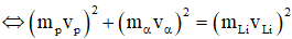 Vì hạt α chuyển động theo phương vuông góc với phương chuyển động của proton ban đầu nên:

 