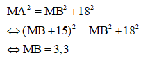 M cực đại nên

M gần B nhất nên k phải max.

Ta có

Vì k max nên  = 3. Suy ra MA-MB=15. Lại có

 

Vậy x = 3,3 thỏa mãn đề bài