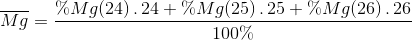 Trả lời:

% Mg ( 24 ) = 3930 : 5000 . 100% = 78,6 %

% Mg ( 25 ) = 505 : 5000 . 100% =  10,1 %

% Mg ( 26 ) = 100 – 78,6 – 10,1 = 11,3 %

=

 = 24,327