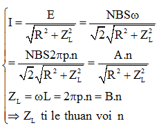 + Ta có:

+ Khi tốc độ là n thì:

+ Khi tốc độ là 2n thì:

=> .