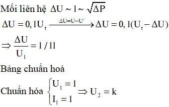 * Cách 1: Dành cho các bạn học sinh nhớ 1 công thức duy nhất của bài tổng quát 1:

* Cách 2: Chuẩn hóa truyền tải điện

 Ưu điểm: không cần nhớ công thức, dễ hình dung

* Dùng chức năng SHIFT SOLVE của máy tính cầm tay tính được k = 8,2