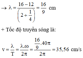 +  Từ phương trình của 2 nguồn ta thấy sóng của 2 nguồn vuông pha nhau thì số cực đại và cực tiểu là như nhau và

+ Giữa M và đường trung trực AB còn có 2 dãy cực đại và tại M là cực tiểu  ®   k = 2