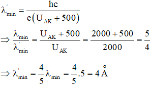 Bước sóng nhỏ nhất mà ống phát ra:  

Khi thay đổi hiệu điện thế giữa hai cực: