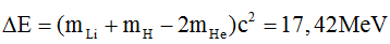 Phương pháp: Năng lượng toả ra của phản ứng:

 

   

 

(mt, ms lần lượt là tổng khối lượng các hạt trước và sau phản ứng)

Cách giải:

Năng lượng tỏa ra sau phản ứng là

 

 

Chọn A           