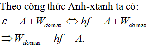 .

Như vậy động năng ban đầu cực đại của electron quang điện phụ thuộc vào năng lượng của photon trong chùm sáng kích thích (ε) và công thoát của kim loại (A). Mà ε phụ thuộc vào tần số của ánh sáng kích thích, công thoát A phụ thuộc vào bản chất của kim loại.

Vậy động năng ban đầu cực đại của electron quang điện không phụ thuộc vào cường độ của chùm sáng kích thích.