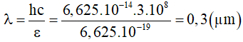 - Ta có:

→ thuộc vùng ánh sáng tử ngoại (< 0,38 µm) .