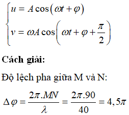 Phương pháp: Phương trình của li độ và vận tốc:

Phương trình li độ và vận tốc tại M và N: 