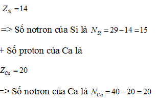 +  Số proton của Si là

+  Vậy hạt Ca nhiều hơn Si 6 proton và 5 nơtron

=>