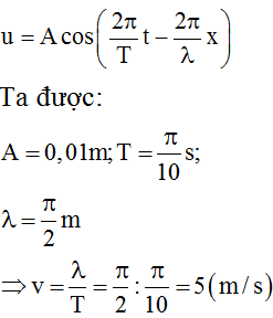 So sánh:

với phương trình sóng: 