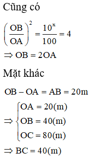 Đặt mức cường độ âm ở A là x (B) thì mức cường độ âm ở C là 4 –x (B).