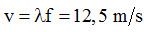 Khoảng cách giữa 5 gợn sóng liên tiếp là

→  Vận tốc truyền sóng