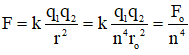 Quỹ đạo K có n = 1 → F = Fo

Quỹ đạo M có n = 3 → F = Fo/34 = Fo/81