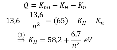 Theo mẫu nguyên tử Bohr của nguyên tử Hidro thì năng lượng nguyên tử ở các trạng thái dừng được xác định bởi  (ảnh 5)