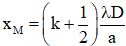 + Khi màn chưa dịch chuyển thì     ®  k = 12,7

+ Khi dịch chuyển màn lại gần 40 cm thì D giảm nên k tăng. Lúc này:

   ®  k = 16,5

+ Như vậy khi dịch chuyển màn lại gần với biên độ 40 cm thì vân tối có thể nhận các giá trị k = 13, 14, 15, 16

+ Ứng với vân tối thứ 4 là k = 16

®  Màn dịch chuyển một khoảng đúng bằng một biên độ.