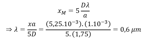 .

Ta có :

Bước sóng dùng trong thí nghiệm