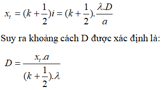 Phương pháp: Sử dụng điều kiện vân sáng tối trong giao thoa khe Yang

 Cách giải:  Khi ta thay đổi khoảng cách từ hai khe đến màn làm thay đổi khoảng vân I, do đó tại M lần lượt sẽ chuyển thành vân tối, sáng. Điều kiện để tại M là vân tối là:

Ta xét điểm M thỏa mãn điều kiện là vân tối, và khoảng cách D thay đổi từ giá trị 3 m đến 2m. suy ra điều kiện với D là:

Vì k là số nguyên nên có các giá trị k thỏa mãn là: k = 8,9,10,11,12.

 Có 5 giá trị thỏa mãn, tức là có 5 lần M trở thành vân tối.