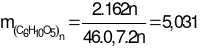 Đáp án: ……………………………………………………………………………

Hướng dẫn giải

Đáp án đúng là: 5,031 tấn.

Giải thích:

Ta có sơ đồ:

(C6H10O5)n  nC6H12O6 2nC2H5OH.

162n2n.46gam

x2 tấn

Với hiệu suất của toàn bộ quá trình là 70%, khối lượng cellulose cần dùng là:

 tấn.