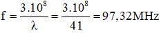 Ta có công thức: 

Với λ = 25m thì 

Với λ = 31m thì 

Với λ = 41m thì 