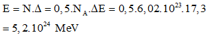 Năng lượng tỏa ra khi tổng hợp được 0,5 mol Heli: