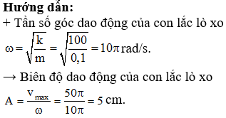 Chọn gốc thời gian là khi trạng thái dao động của hệ như hình vẽ → phương trình dao động của vật và hình chiếu của S theo phương ngang Ox là: