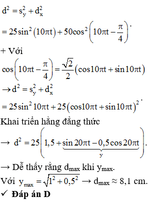 Chọn gốc thời gian là khi trạng thái dao động của hệ như hình vẽ → phương trình dao động của vật và hình chiếu của S theo phương ngang Ox là: