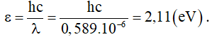 - Năng lượng của photon ứng với bức xạ này là: