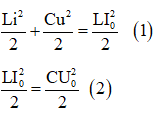 .

Theo định luật bảo toàn năng lượng ta có:

Khi i = I0/4 thay vào (1) ta được:

 (3)

Từ (2) và (3) suy ra: