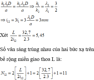 Vị trí hai vân sáng trùng nhau của hai bức xạ: