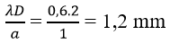 HD:  𝛌  = 600 nm = 0,6 µm

Khoảng vân i =  </span></p>