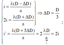 Với khoảng vân i = 2 nên i’ = 2i = 4 (mm) 

 