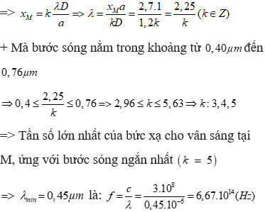 + M cách vân trung tâm đoạn 2,7 mm cho vân sáng