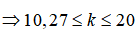 suy ra

k=11;12;13;14;15;16;17;18;19;20