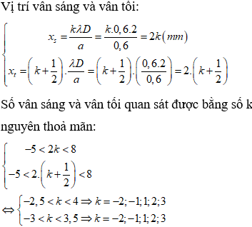 Trong khoảng giữa M và N (không tính M và N) có 6 vân sáng và 6 vân tối