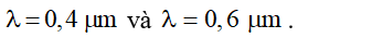 - Điều kiện để cho vân sáng tại vị trí M của bức xạ đơn sắc:

- Với khoảng giá trị của bước sóng 0,38 µm ≤ λ ≤0,76 µm. Sử dụng chức năng Mode → 7  ta tìm được tại M có hai bức xạ đơn sắc cho vân sáng ứng với: