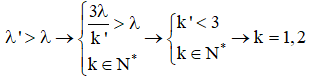 Bước sóng của bức xạ A:

Hai bức xạ trùng nhau:

Do:

Khi k = 1 thì λ