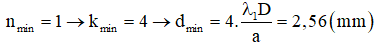 Ta có:

d đạt giá trị nhỏ nhất khi :

Khi n = -1 thì x = -4 mm.