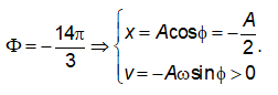 .

ại gốc thời gian t = t0 = 3,5 s thì pha dao động có dạng:

Để tìm trạng thái ban đầu ta cho t = -3,5 s thì  