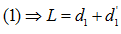 .

Gọi vị trí 1 ứng với   vị trí 1 ứng với 

Ta có:  (1)

 (2)

Vì L = const và do tính đối xứng của d, d’ trong công thức    nên có thể chọn 

Vì vật thật, ảnh thật nên d, d’ > 0; k < 0. Do đó:

 (1)

(2)

Từ (1’) và (2’): 

Từ 