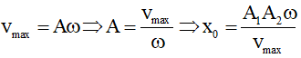 - Biên độ của dao động tổng hợp:

- Hai dao động vuông pha nên:

- Gọi vmax  là vận tốc cực đại của vật trong quá trình dao động: