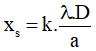 Công thức xác định vị trí các vân sáng:

 (K = 0, ± 1, ± 2,...)

k: bậc giao thoa, là các số nguyên.

a: là khoảng cách giữa 2 khe

D: là khoảng cách từ 2 khe đến màn ảnh.

λ: là bước sóng ánh sáng