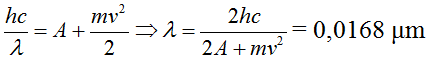 /span>

+ Do e không bị lệch hướng nên e.E = B.ev

=> v = 5.106 m/s.

+ Từ đó ta tính được: