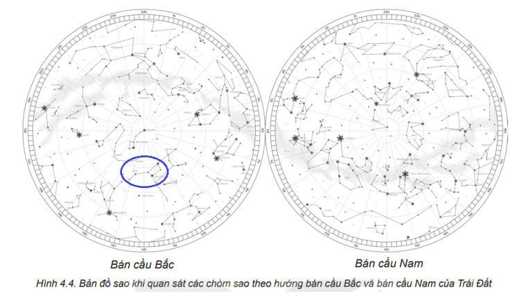 Chòm sao Gấu Lớn được khoanh tròn xanh như hình: