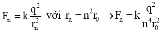 - Lực hút tính điện giữa electron và hạt nhân nguyên tử Hidro khi nguyên tử ở trạnh thái kích thích thứ n:

- Quỹ đạo N và L lần lượt tương ứng với: