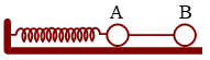 Trên mặt phẳng nằm ngang nhẵn, có một con lắc lò xo gồm lò xo có độ cứng 40 N/m và vật nhỏ A có khối lượng 0,1 kg. Vật A được nối với vật B có khối lượng