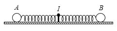 Trên mặt phẳng nhắn nằm ngang có hai lò xo cùng độ cứng k và chiều dài tự nhiên 25 cm. Gắn một đầu lò xo vào giá đỡ I cố định, đầu kia gắn với vật nhỏ