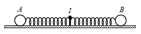 Trên mặt phẳng nhắn nằm ngang có hai lò xo cùng độ cứng k và chiều dài tự nhiên 25 cm. Gắn một đầu lò xo vào giá đỡ I cố định, đầu kia gắn với vật nhỏ